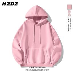 Autumn and winter mens hooded sweatshirt mens solid color top hoodie street casual fashion long sleeve warm sportswear 260625