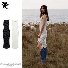 Urban Sexy Black Crew Neck Dress Women Silk Velvet Sleeveless Diagonal Cut Long Dress Socialite Street Style Original Fashion Designer Factory Direct Wholesale