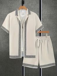 Summer Mens Shirt Set 3D Printed Casual Loose Vintage T-shirt And Shorts Set Beach Vacation Comfort Hawaiian Shirt 2 Pieces 260227