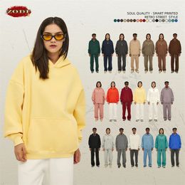 ZODF Thick 350gsm Fleece Hooded Hoodies For Men Unisex Winter Oversized Loose Basic Solid Sweatshirts Pullovers Coats HY0631 260625